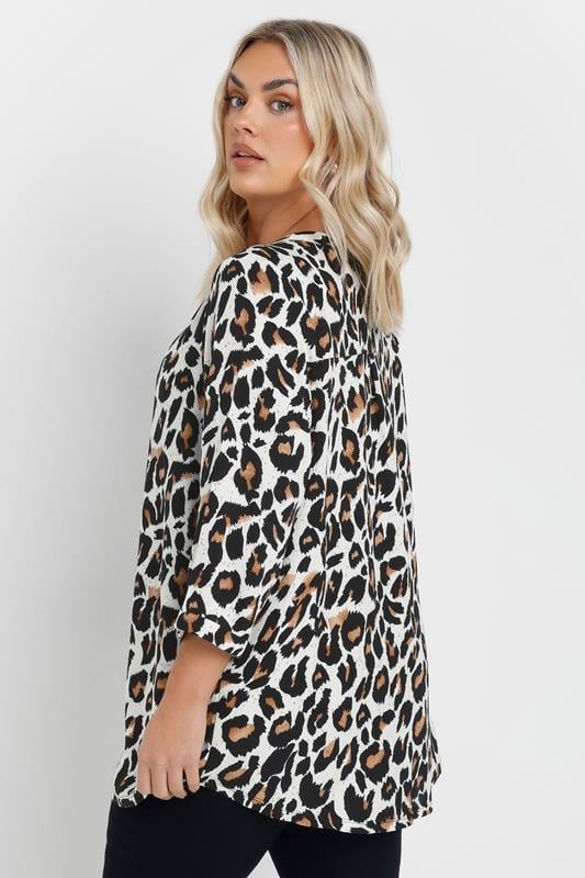 YOURS Plus Size White Leopard Print Blouse | Yours Clothing 2