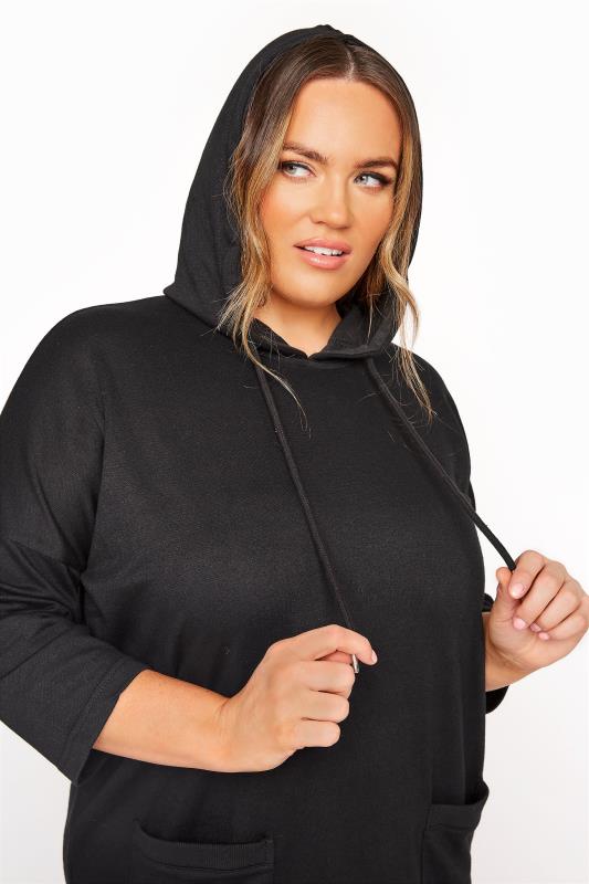 Black Longline Hoodie Dress | Yours Clothing