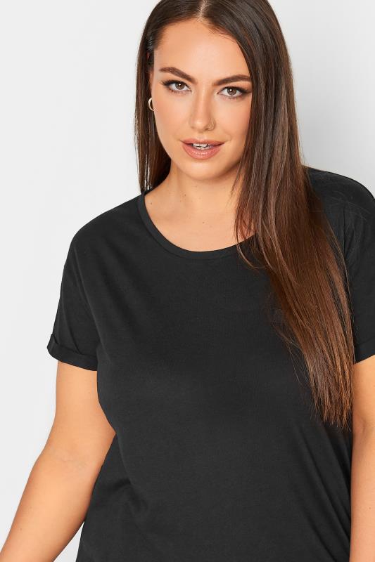 YOURS FOR GOOD Plus Size Black Cotton Blend Pocket T-Shirt | Yours Clothing 4