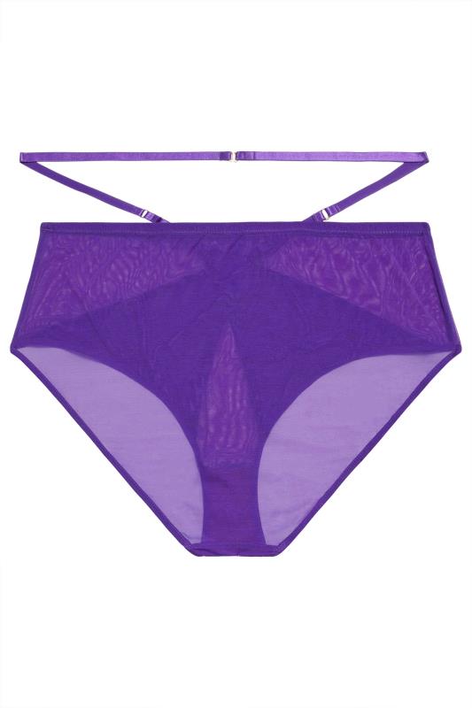 PLAYFUL PROMISES Eddie Purple Crossover High Waisted Briefs | Yours Clothing 5