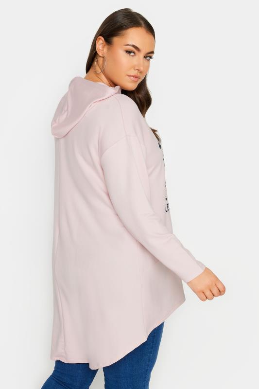 YOURS Curve Pink 'California' Slogan Longline Hoodie | Yours Clothing 3