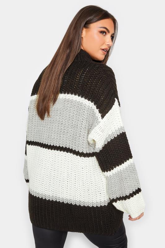 YOURS Plus Size Black Colour Block Knitted Jumper | Yours Clothing 3