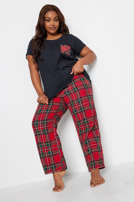 LIMITED COLLECTION Plus Size Red Tartan Check Pyjama Bottoms | Yours Clothing 4
