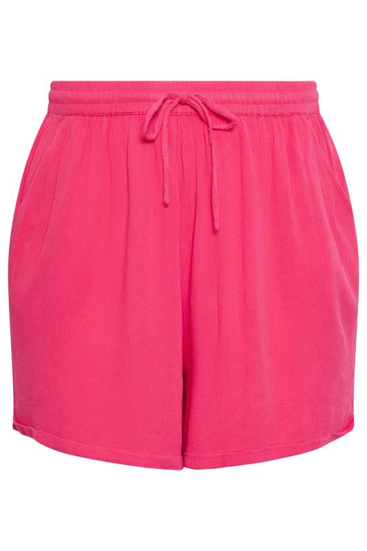 LIMITED COLLECTION Plus Size Pink Crinkle Shorts | Yours Clothing 6
