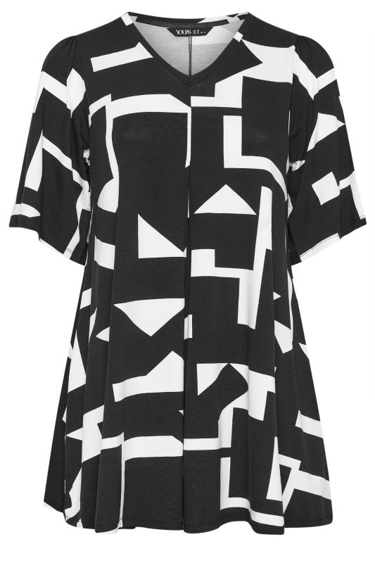 YOURS Plus Size Black Abstract Print Angel Sleeve Top | Yours Clothing 5