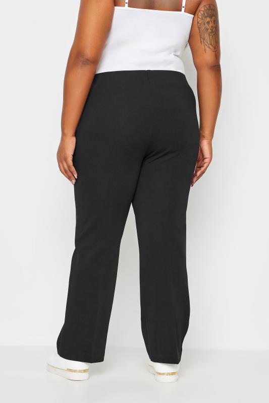 Plus Size Black Pull On Ribbed Bootcut Stretch Trousers  | Yours Clothing 4