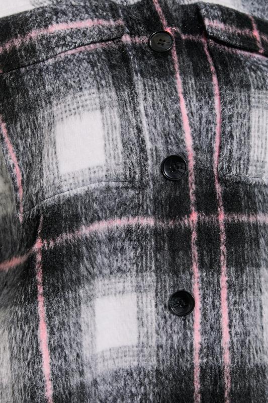 Plus Size Black & Pink Check Midi Shacket | Yours Clothing 5