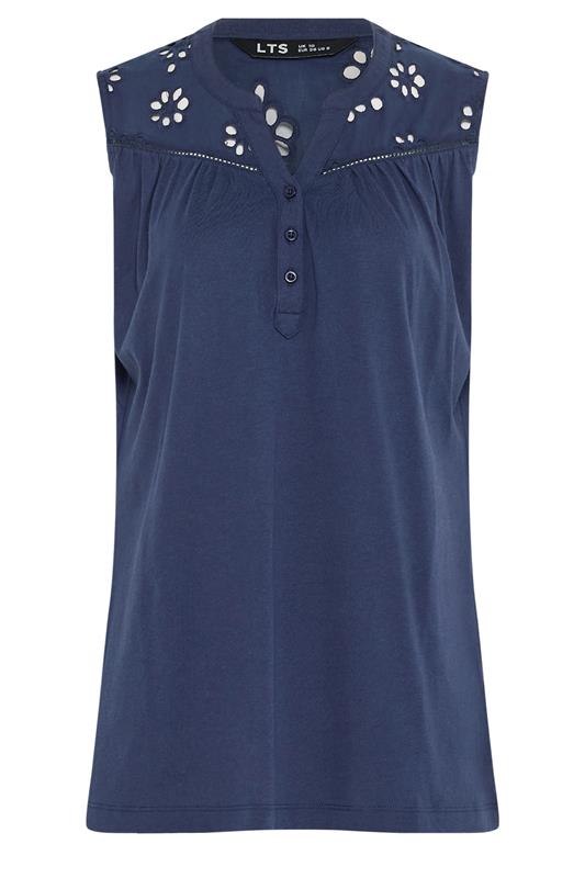 LTS Tall Women's Navy Blue Embroidered Cotton Vest | Long Tall Sally 5