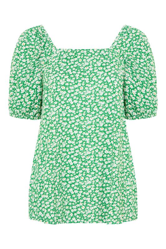 LIMITED COLLECTION Curve Bright Green Daisy Print Square Neck Top 5