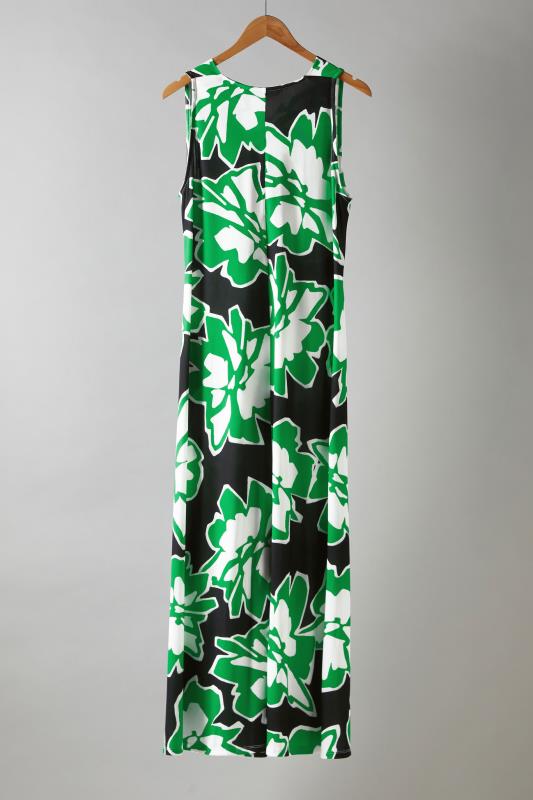 EVANS Plus Size Green Abstract Floral Print Twist Front Maxi Dress | Evans 6