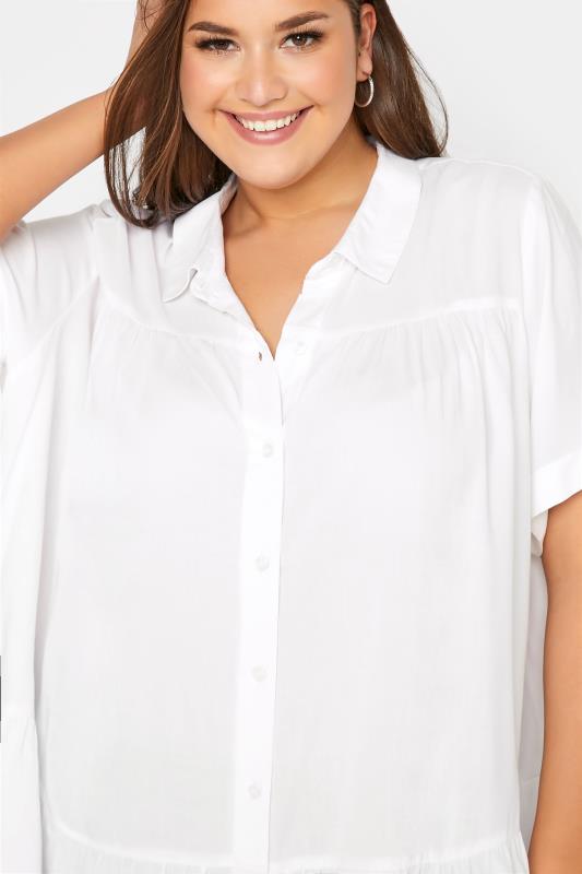 Plus Size White Tiered Short Sleeve Shirt | Yours Clothing  4