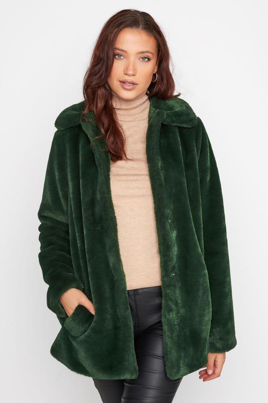 Tall  LTS Tall Dark Green Faux Fur Jacket