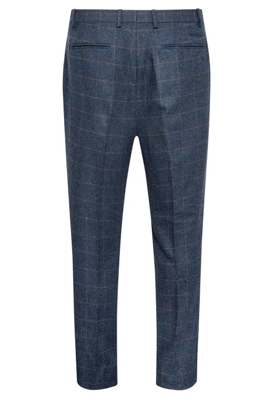 BadRhino Big & Tall Blue Tweed Check Suit Trousers | BadRhino 5