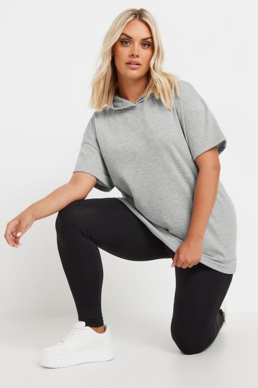  Tallas Grandes YOURS Curve Grey Oversized Short Sleeve Hoodie