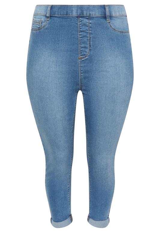 YOURS Plus Size Blue Turn Up Cropped GRACE Jeggings | Yours Clothing 5