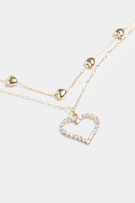 Gold Double Layer Heart Necklace | Yours Clothing 4