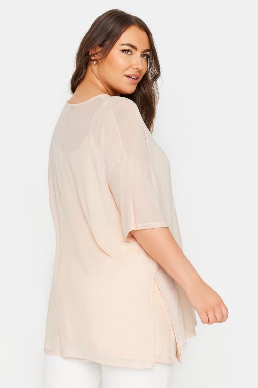 YOURS Plus Size Beige Brown Oversized Mesh Top | Yours Clothing 3