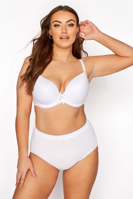 White Underwired Plunge T-Shirt Bra - Available In Sizes 38C - 50G 2