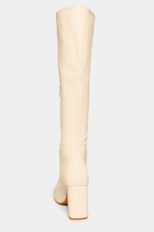 LIMITED COLLECTION Cream Block Heel Knee High Boots In Standard Fit | Yours Clothing 4