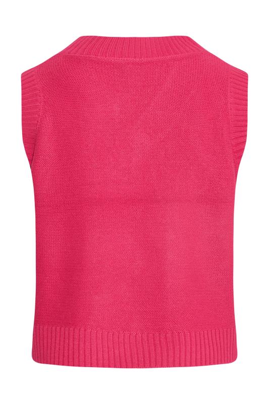 Plus Size Hot Pink Cable Knit Sweater Vest Top | Yours Clothing 7