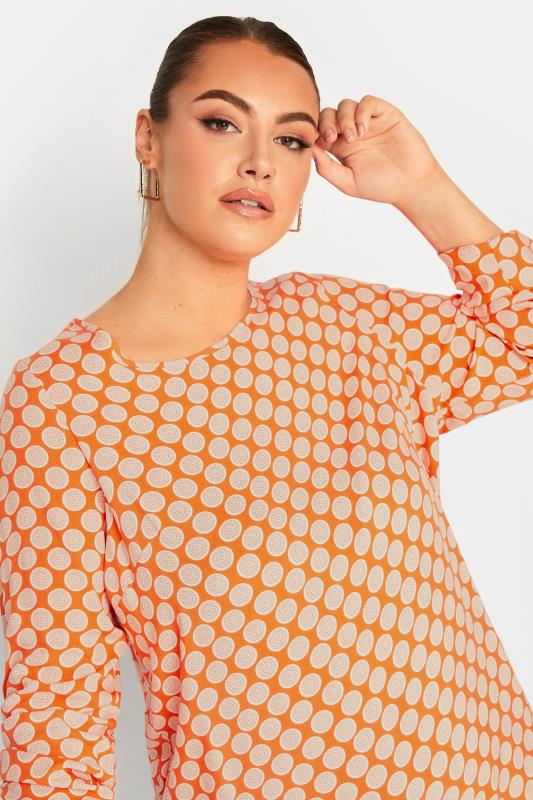 YOURS Plus Size Orange Abstract Spot Print Blouse | Yours Clothing  4