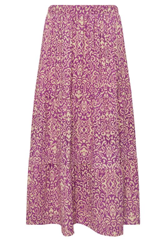 YOURS Plus Size Pink Paisley Print Textured Maxi Skirt | Yours Clothing 5