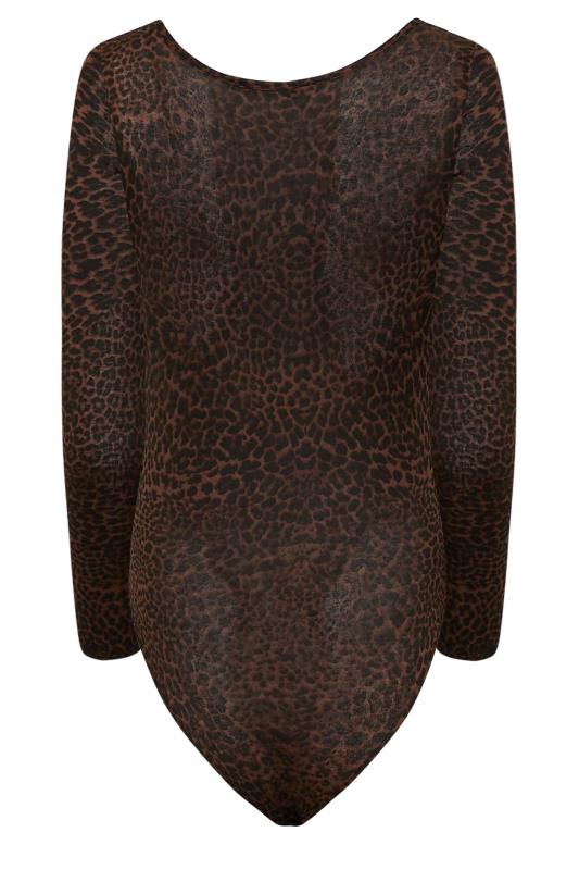 Petite Brown Leopard Print Bodysuit | PixieGirl 6