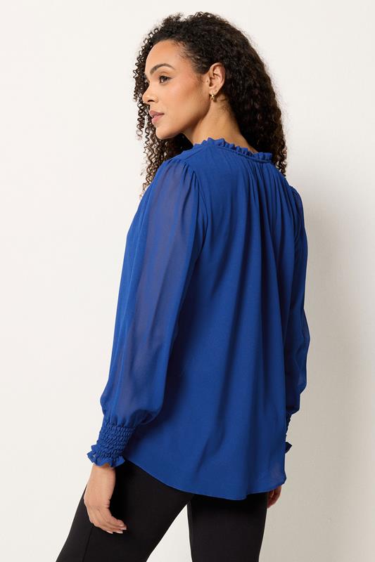 M&Co Cobalt Blue Tie Neck Blouse | M&Co 2