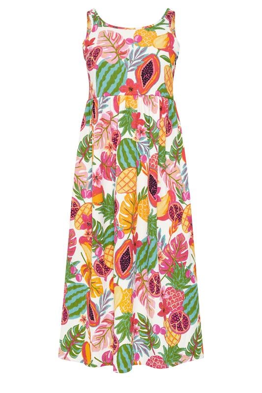 YOURS Plus Size White Fruit Print Smock Dress | Yours Clothing 5