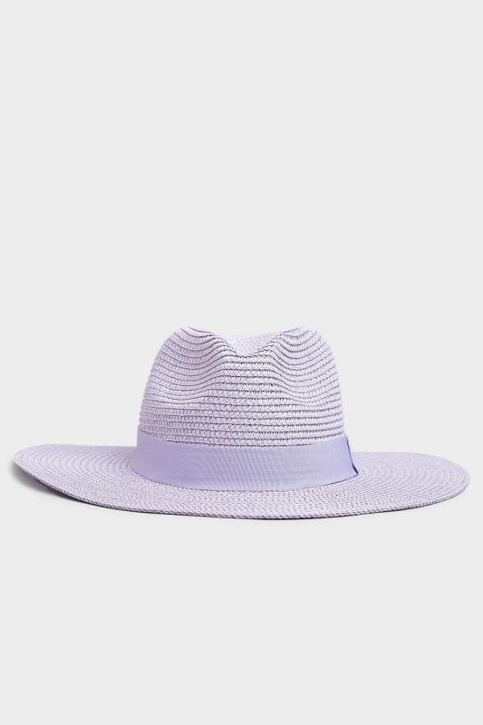 Lilac Purple Straw Fedora Hat 1