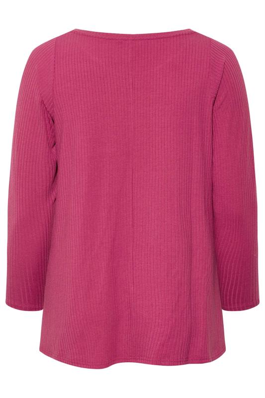 Plus Size Pink Long Sleeve Top | Yours Clothing 7