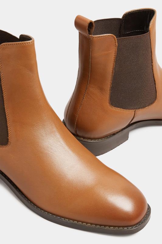 LTS Tan Brown Leather Chelsea Boots In Standard D Fit 5
