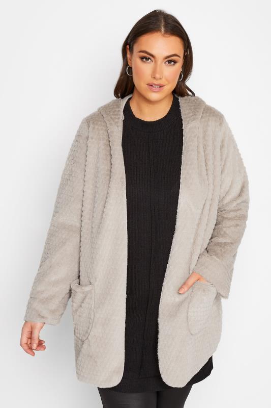 Plus Size  YOURS LUXURY Curve Beige Brown Faux Fur Hooded Jacket