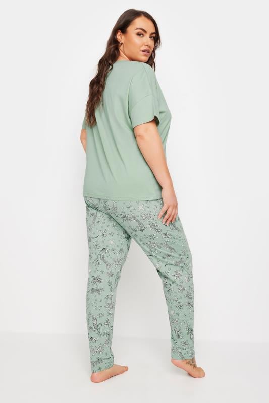 YOURS 4 PACK Plus Size Green Jungle Print Pyjama Set | Yours Clothing 5