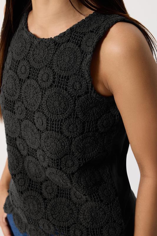 M&Co Petite Black Crochet Cotton Sleeveless Top | M&Co 4