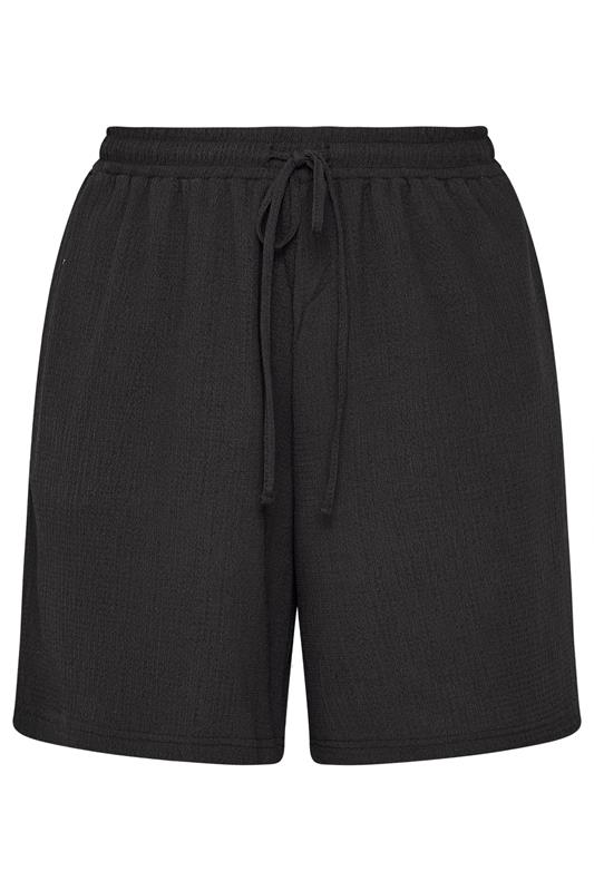 YOURS Plus Size Black Textured Shorts | Yours Clothing 5