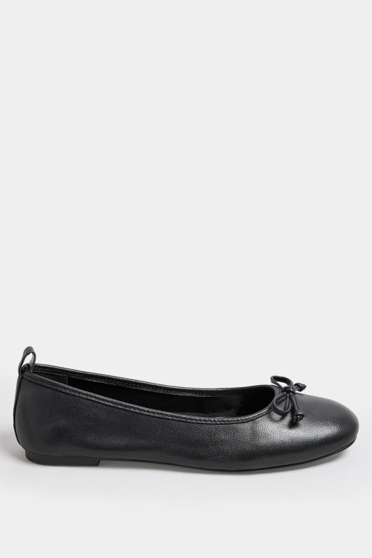 LTS Black Leather Ballerina Pumps In Standard Fit | Long Tall Sally  3