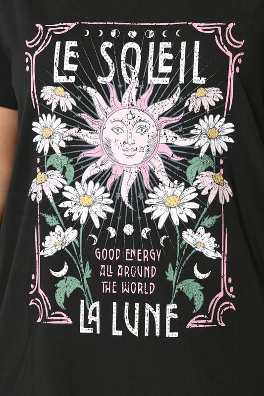 YOURS Plus Size Black 'Le Soleil' Graphic T-Shirt | Yours Clothing 5