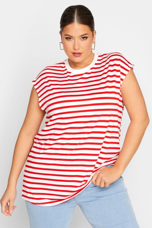 Plus Size  LIMITED COLLECTION Curve Red Stripe Boxy Vest Top