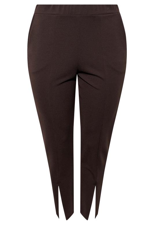 LIMITED COLLECTION Plus Size Chocolate Brown Split Hem Tapered Trousers | Yours Clothing  6