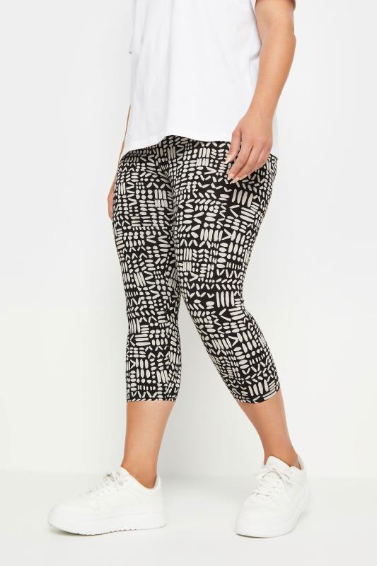 YOURS 2 PACK Plus Size Black Abstract Print Cropped Leggings | Yours Clothing 2