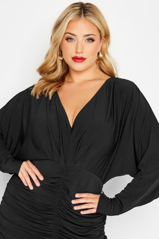 YOURS LONDON Plus Size Black Ruched Bodycon Dress | Yours Clothing 4