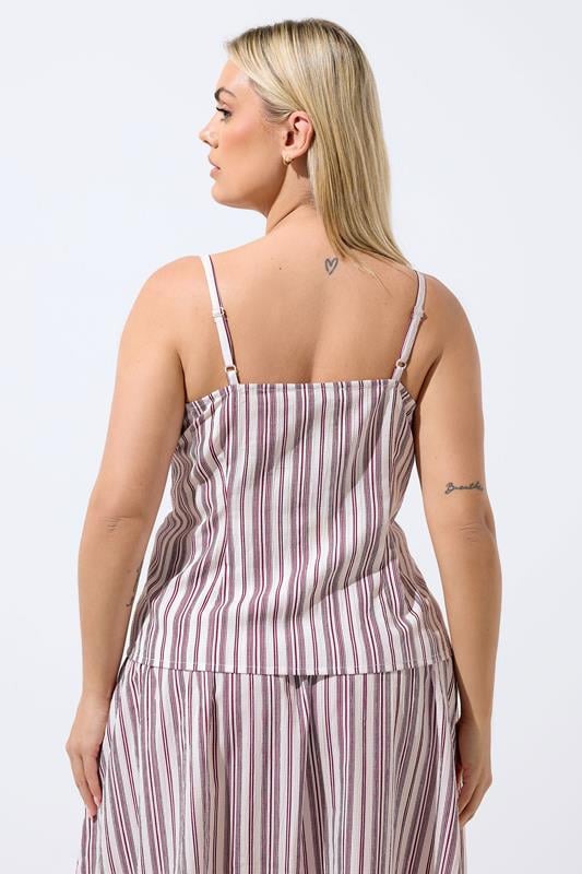 LIMITED COLLECTION Plus Size Red & White Stripe Strappy Waistcoat | Yours Clothing 2