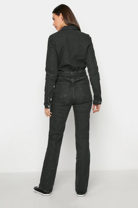 LTS Tall Black Denim Belted Jumpsuit 3
