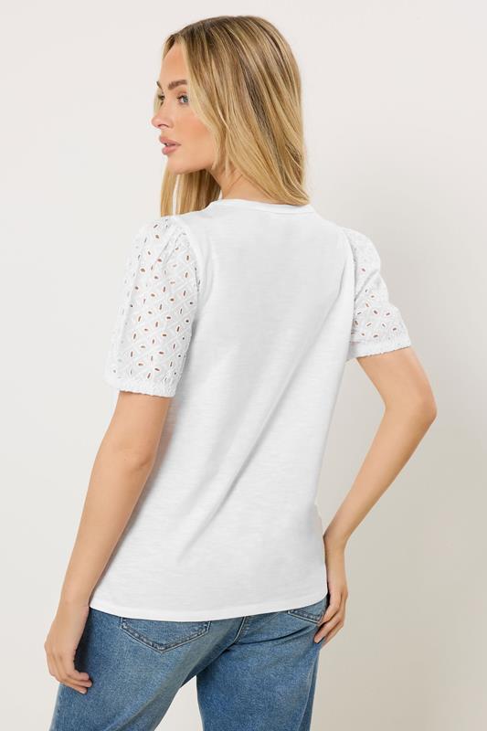M&Co White Broderie Cotton Puff Sleeve Top | M&Co 2