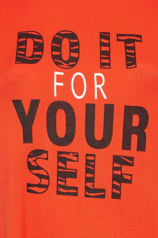 YOURS Plus Size ACTIVE Orange 'Do It For Yourself' Slogan Top | Yours Clothing 8