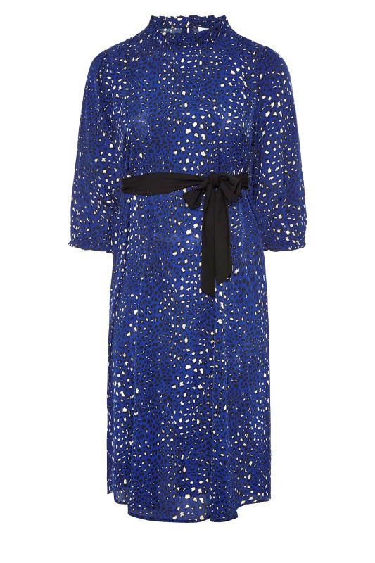 YOURS LONDON Blue Dalmatian Print Belted Midi Dress_F.jpg