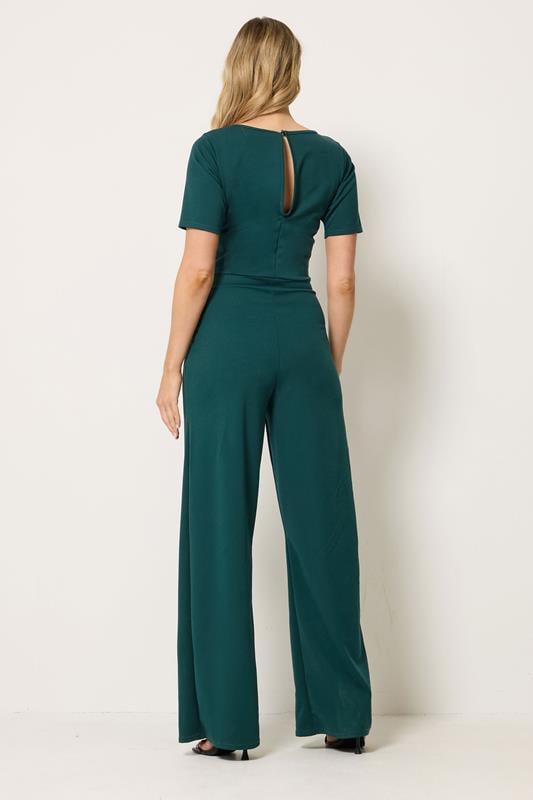 LTS Tall Women's Forest Green Belted Scuba Wide Leg Jumpsuit | Long Tall Sally 2