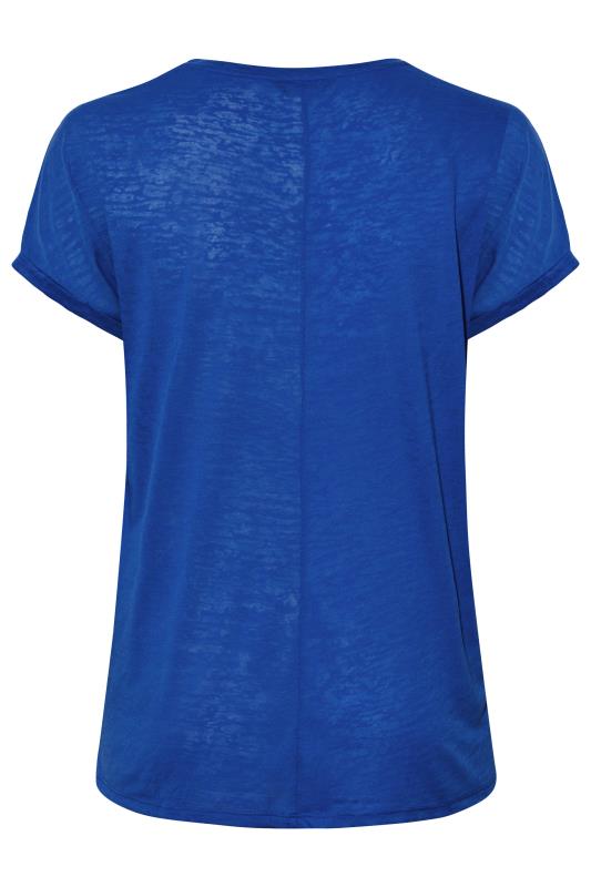 Plus Size Blue Burnout Grown On Sleeve T-Shirt | Yours Clothing 7