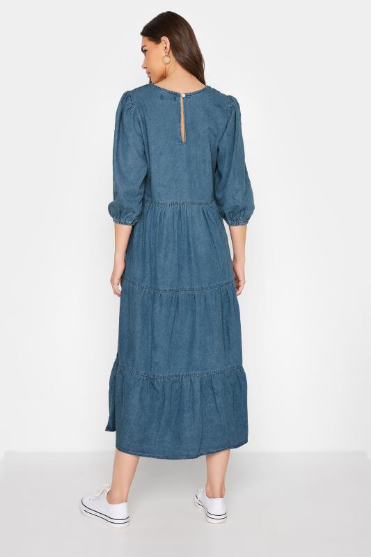Tall Women's Blue Tiered Denim Midi Dress | Long Tall Sally 3